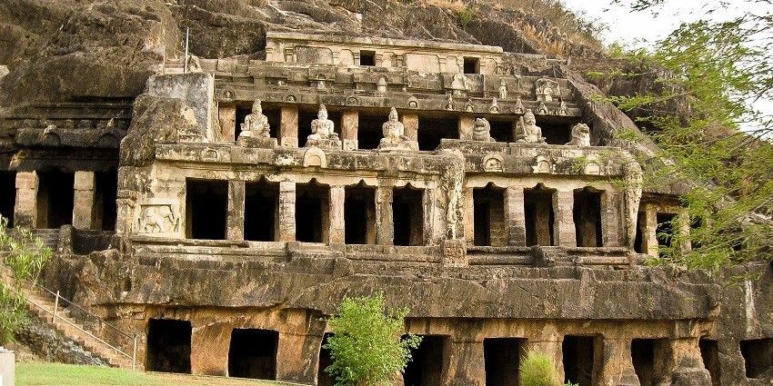 Majestic snapshot of the Undavalli Caves near the Kotappakonda Temple in Andhra