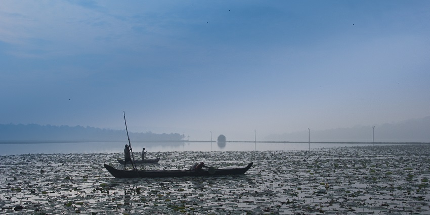 The scenic image of the beautiful lake- New Year party in Trivandrum, Kerala