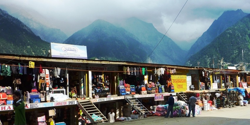Scenic image of the main street in the iconic Kalpa market in the Kinnur District