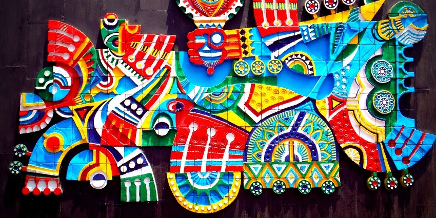An image of amazing artwork done at the Shaheed Smarak in Dharamsala, Himachal Pradesh.