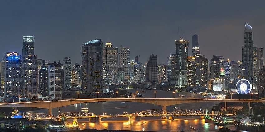 Beautiful snapshot of the city of Bangkok during the night, Thailand.