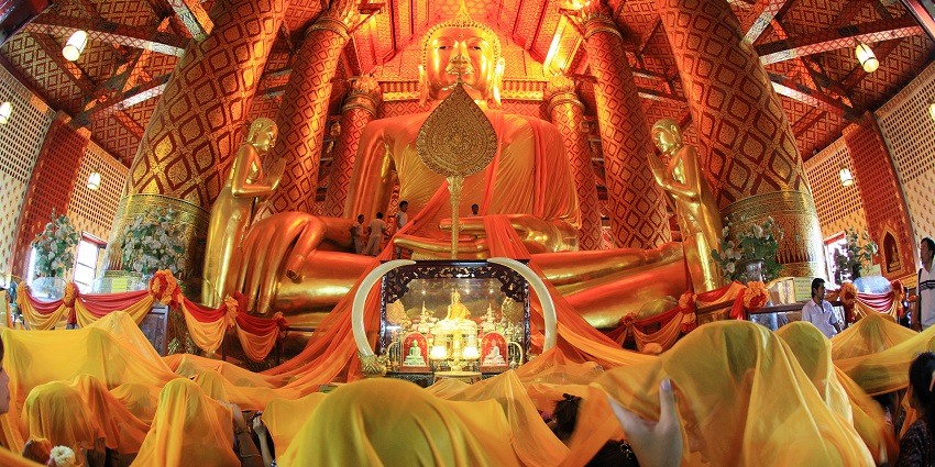 The Beautiful image from the inside of iconic Wat Phanam Choeng—Ayutthaya Temples