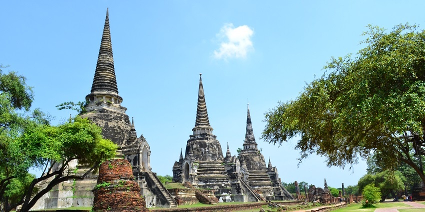 Snapshot of the majestic Buddhist Chedi in the historic city of Ayutthaya in Thailand