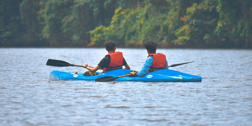 Two Men In Kayak enjoy at Lower Seletar Water Sports Centre - best Singapore water parks