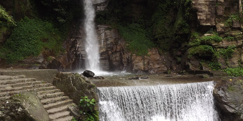 Surrounded by alpine forests this waterfall offers many picturesque sights for tourists