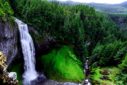 Waterfall cascading through rocks and surrounded by lush greenery - Mizoram waterfalls.