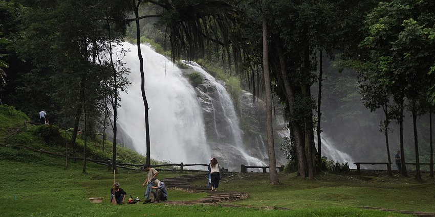 A waterfall in Doi Inthanon National park - one of the tourist places in Chiang Mai.
