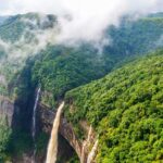 Scenic view of waterfall in Shillong - one of the best places to visit in Cherrapunji.