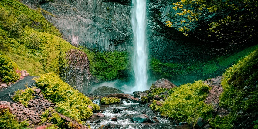 Waterfall cascading down rocky cliffs, nature's beauty - Waterfalls in Ella, Sri Lanka.