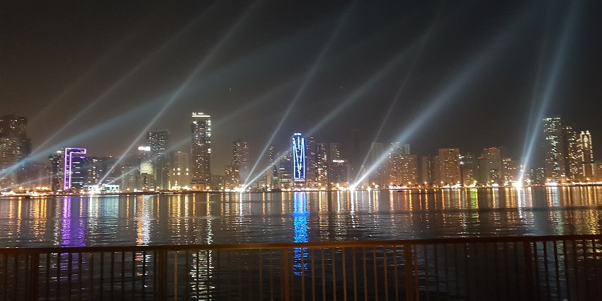 Al Majaz Waterfront: scenic area with fountains, parks, and stunning city views.