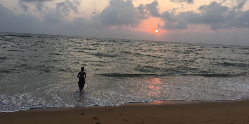 A serene sunset view over the ocean, capturing the beauty of Sri Lanka's coastline.