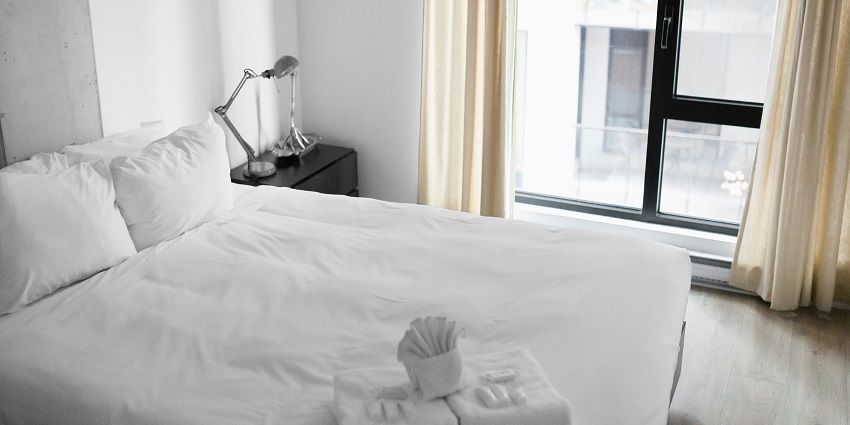 An image of a hotel room, an accommodation near the sacred Mallikarjuna Temple, Srisailam.