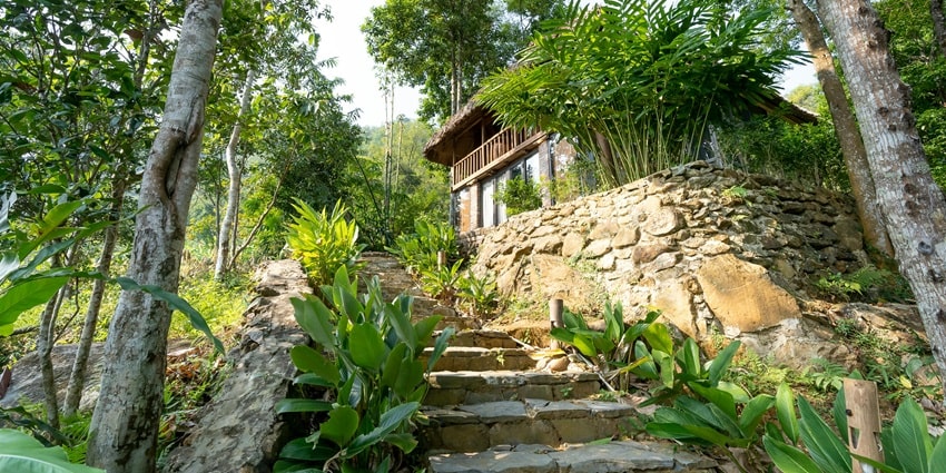The scenic snapshot of a resort in the beautiful jungle around the Umsiang picnic place