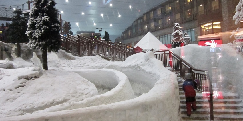 Snapshot the Sledges and the slides in the winter park during the Festivals in Dubai, UAE