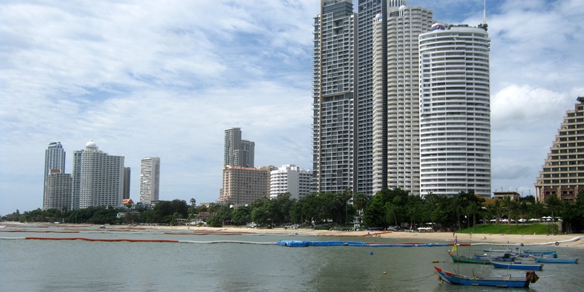 An image of a stunning tall building near Wong Amat Beach - one of the beaches in Pattaya.