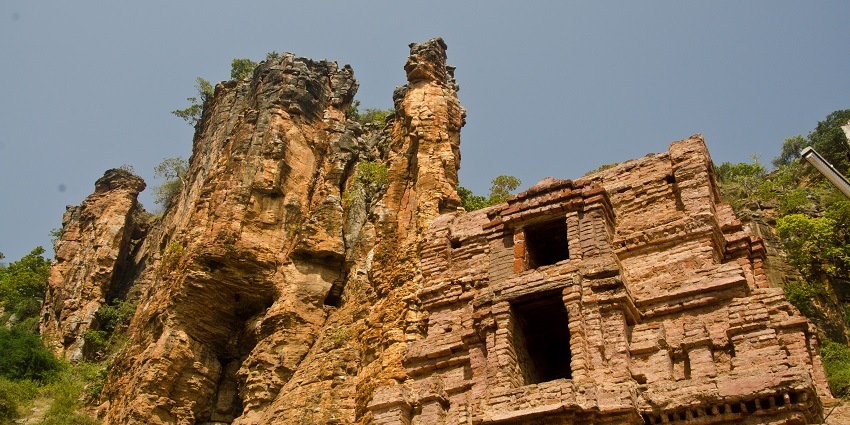 Yaganti Temple, showcasing intricate carvings and vibrant colours near Yaganti Caves.