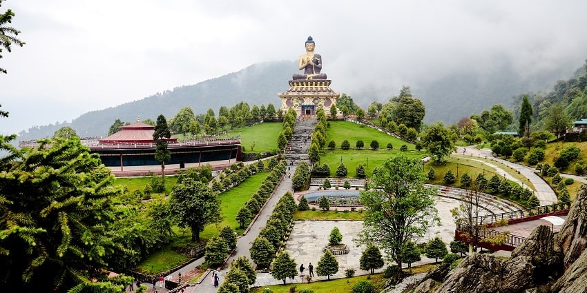 Yangtey Village is one of the hidden places to see in Sikkim in April with lush mountains