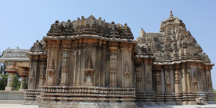 View of the Yoga Madhava temple in Settikere, showcasing its intricate architecture.