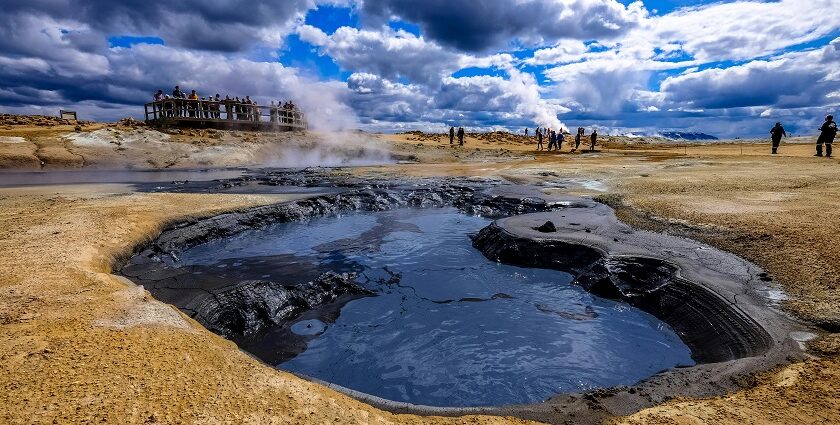 Scenic beautiful image of the Jakrem hot spring a therapeutic spring admit hills