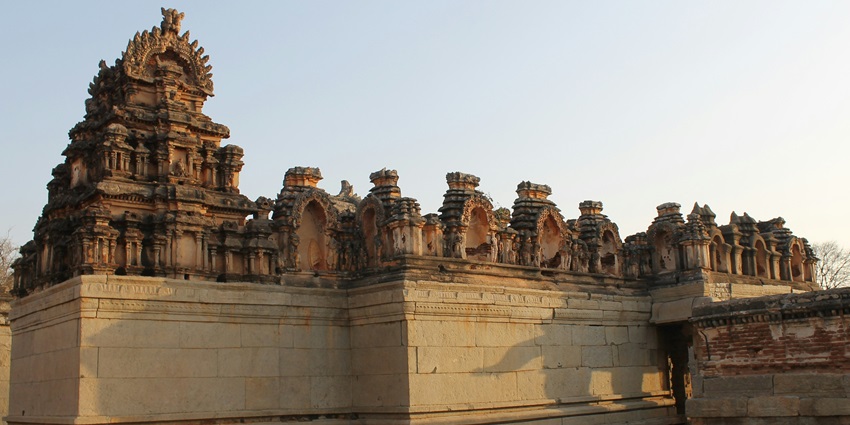 Inside the courtyard of 24 Avatars group of temples, one of the best places to visit in Omkareshwar