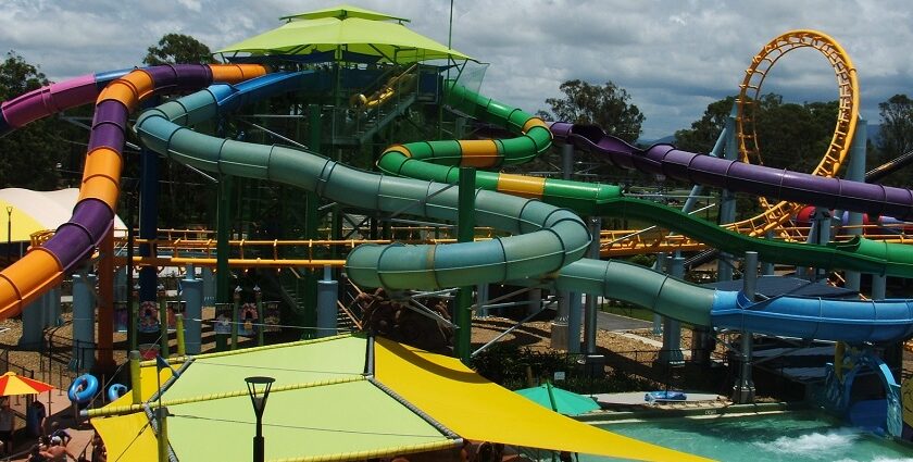 7s water park features various water slides.