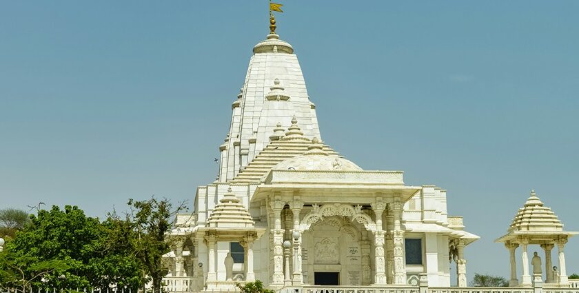 Serene view of Bhagsunag Temple nestled in the mountains, highlighting its peaceful ambience