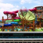 The Aastha water park features various slides.