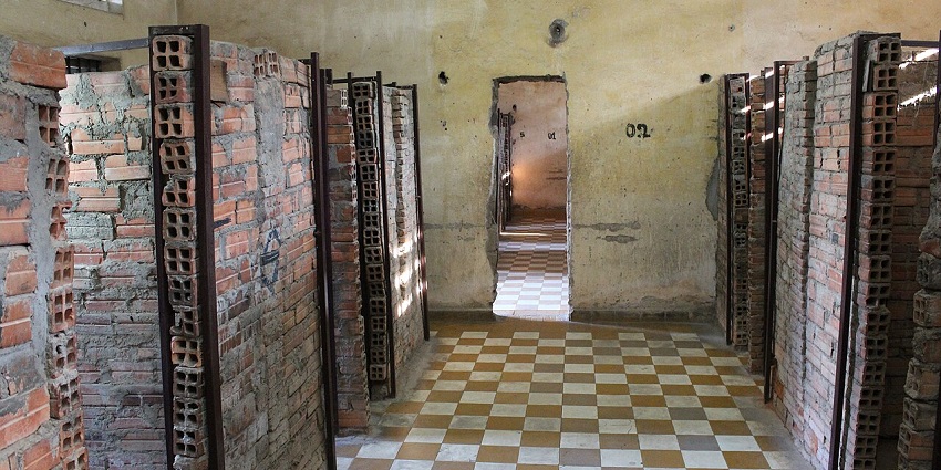 Snapshot from the inside of the Tuol Sleng Genocide Museum which is once use to be cells