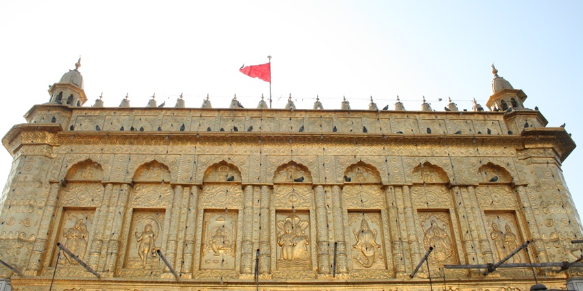Panoramic image of the beautiful Golden Walls of the Durgiana Temple Amritsar