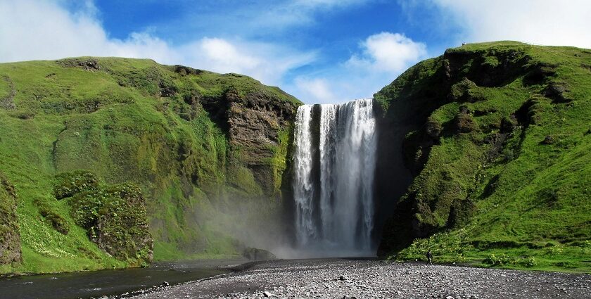 Mountain landscape with a waterfall similar to the Gangulpara Waterfall