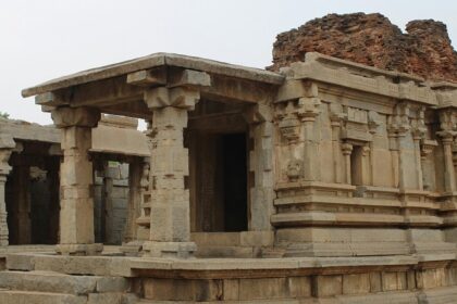 An image of KJS Temple, with pillars and a historic architecture which is observed in most of the historic temples