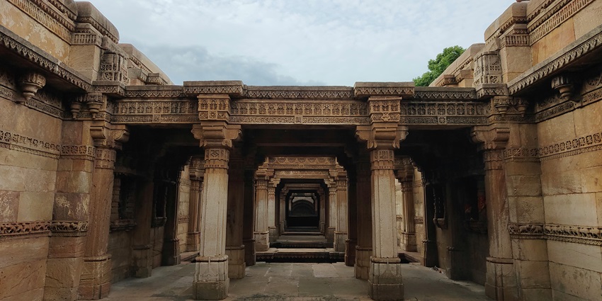 A glimpse of the famous Adalaj Stepwell in the region exuding historical significance.