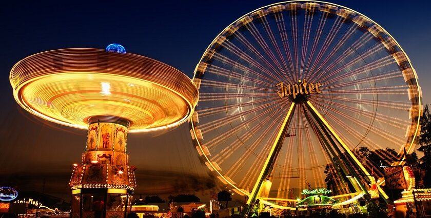 A giant cart wheel and the other thrilling ride in the adventure park in Goa