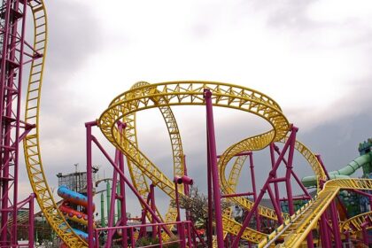 A large roller coaster, the adventure parks near Ahmedabad features many such rides