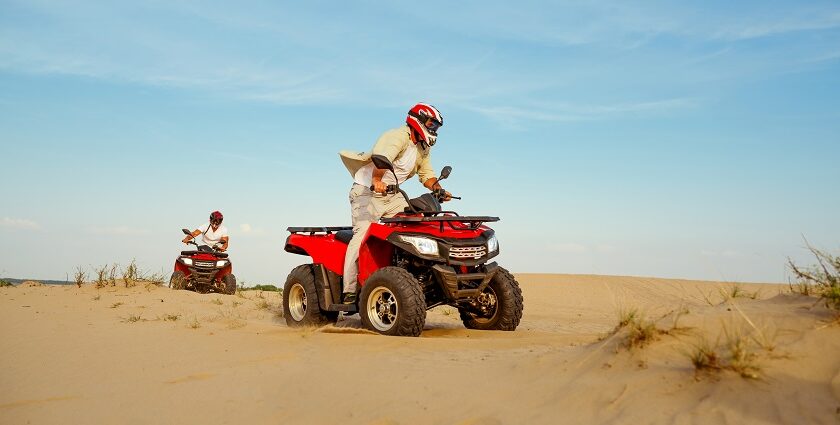 Two men riding Atv's, one of the best adventure sports in Jaipur