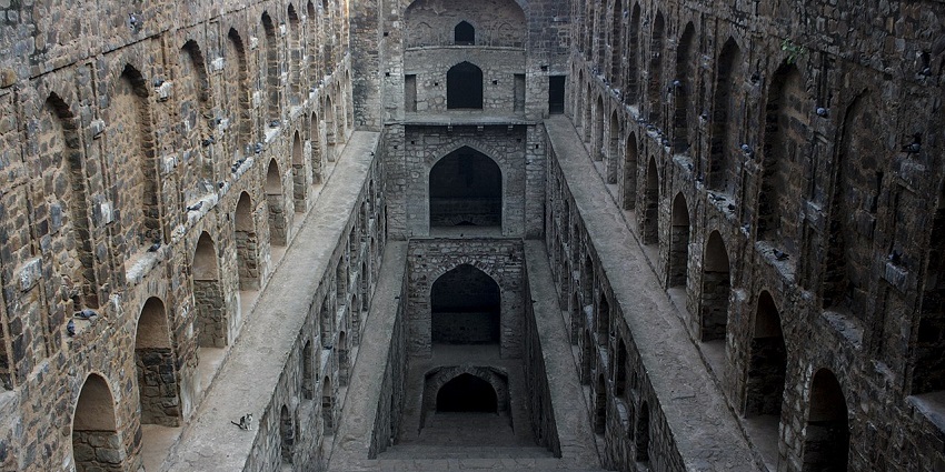 View of the steep stairs of Agarsen ki Baoli, an architectural marvel worth witnessing