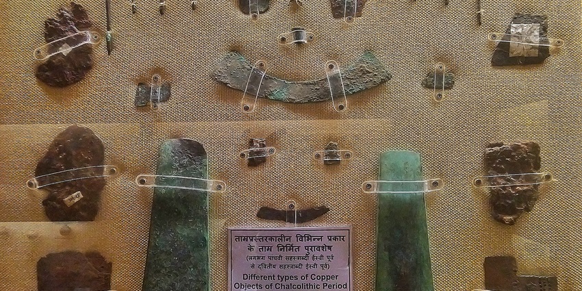 Different types of Copper Objects of Chalcolithic Period at Ahar Museum, Udaipur.
