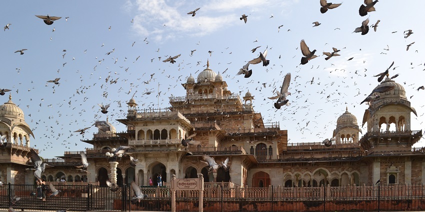 Majestic front view of Albert Hall Museum in Jaipur, a good place to see near Jaipur Airport.