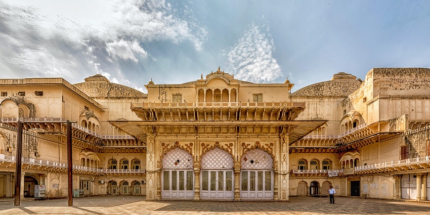 The City Palace in Alwar with its architectural features, a famous attraction near Jaipur