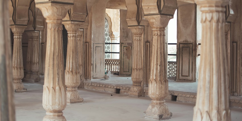 An inside view of Amber Fort, a serene hotspot near Angel Resort & Amusement Water Park.