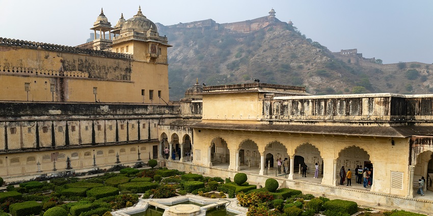 Picturesque view of courtyard of Amber Fort - One of the best Udaipur fort one can visit