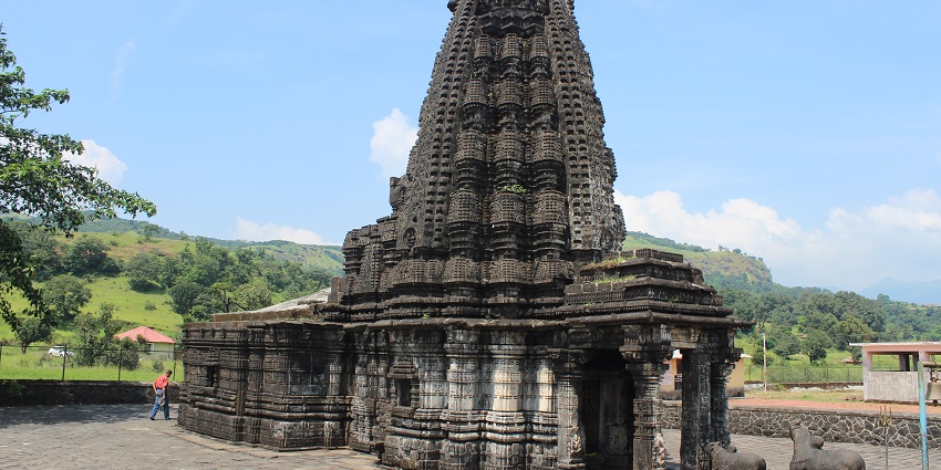 Ancient Amruteshwar Temple in Bhandardara features intricate carvings and tranquility.