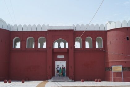 Panoramic image of the gurudwara which is located near the Anandpur fort in Punjab