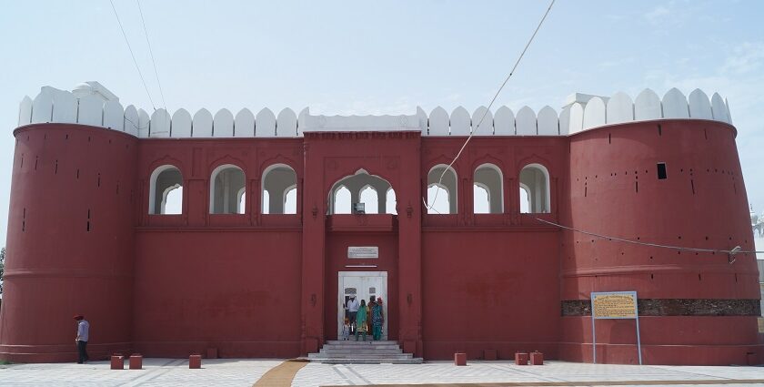 Panoramic image of the gurudwara which is located near the Anandpur fort in Punjab