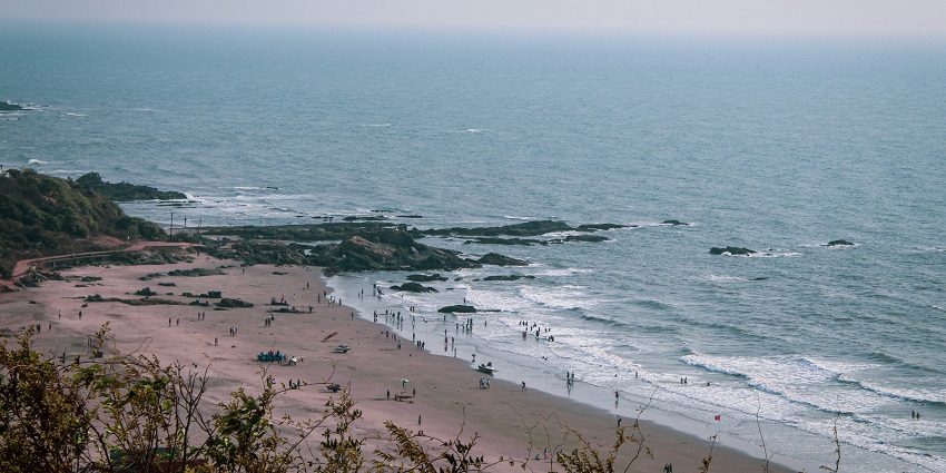 An image of Baga Beach which is one of the famous beaches in North Goa, India.