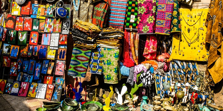 A glimpse of handicraft items being sold at the famous Anjuna Flea Market of Goa.