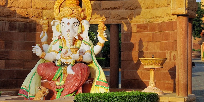A vibrant depiction of Lord Ganesh at a temple which is one of the places to visit in Tonk.