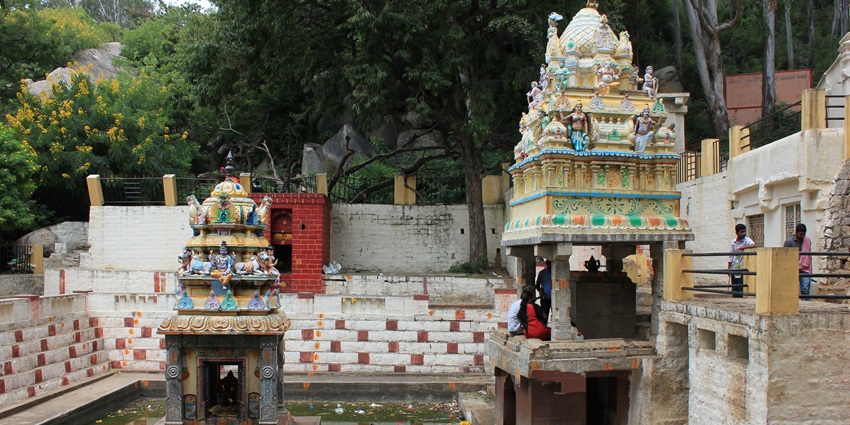 Image of devotees visiting Anthargange temple - one of the best places to visit near the sanctuary