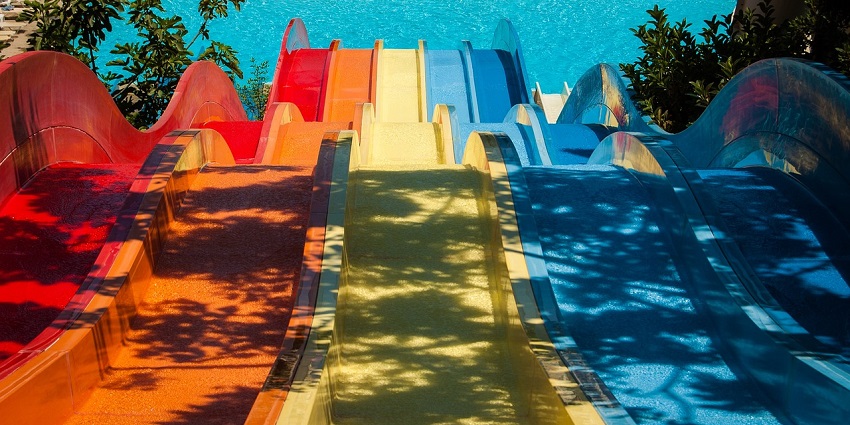 A vibrant water slide at Appu Ghar, Jaipur, offering fun-filled thrills for all ages.