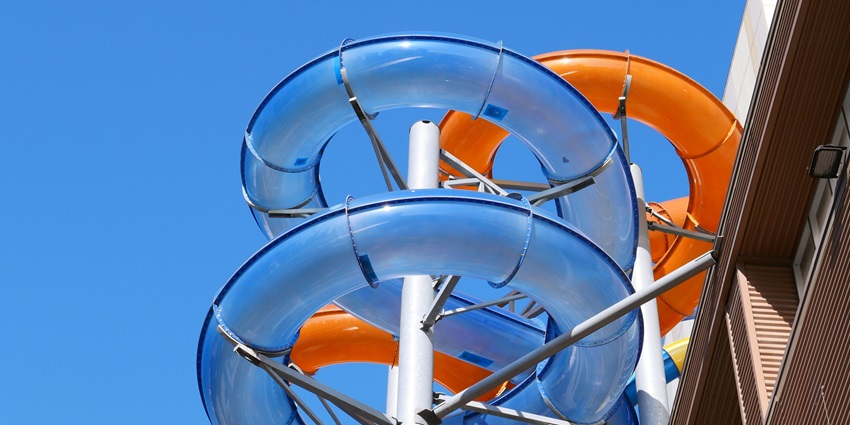 A view of a giant slide at Aqua Village, one of the famous water parks in Punjab.
